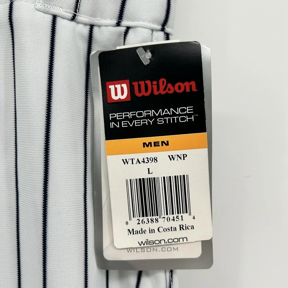 Wilson Mens Large Pinstripe Baseball Softball Pants White Black NWT WTA4398